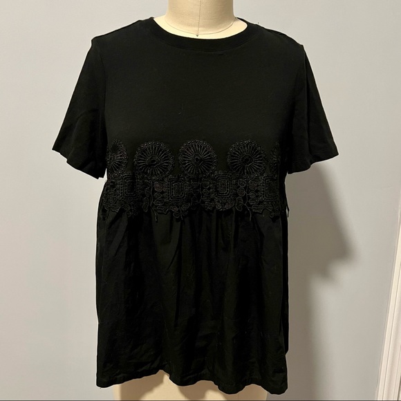 Who What Wear Tops - Who What Wear Black Babydoll Style Short Sleeve